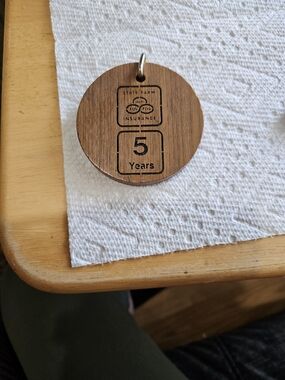 State Farm 5 Years Wooden Keychain Pendant - 1983 Vintage State Farm Walnut